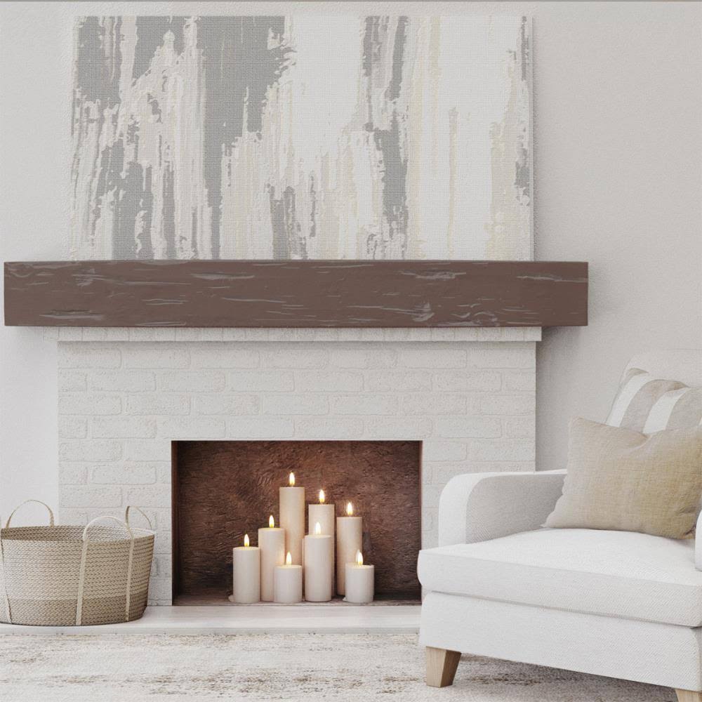 Pecky Cypress Faux Wood Fireplace Mantel, Aged Pecan P38306