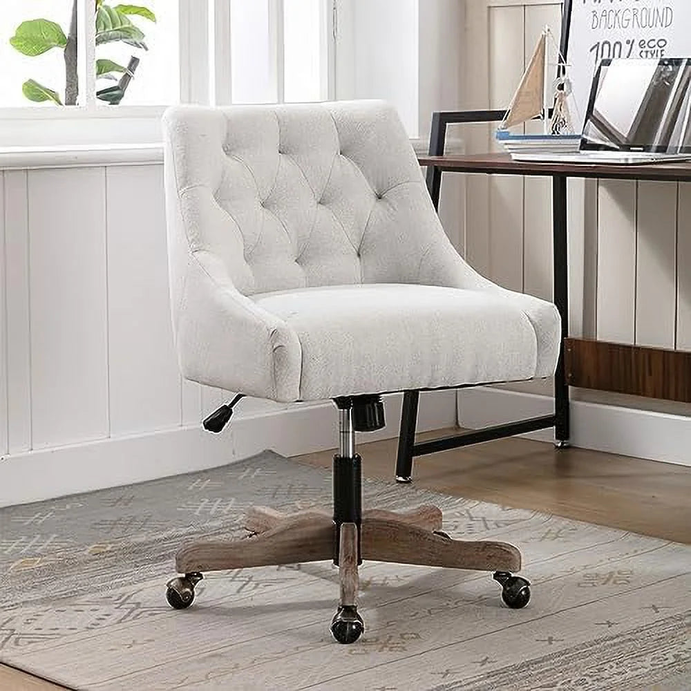 Brown Swivel Shell Chair with Wood Base and Wheels D7045