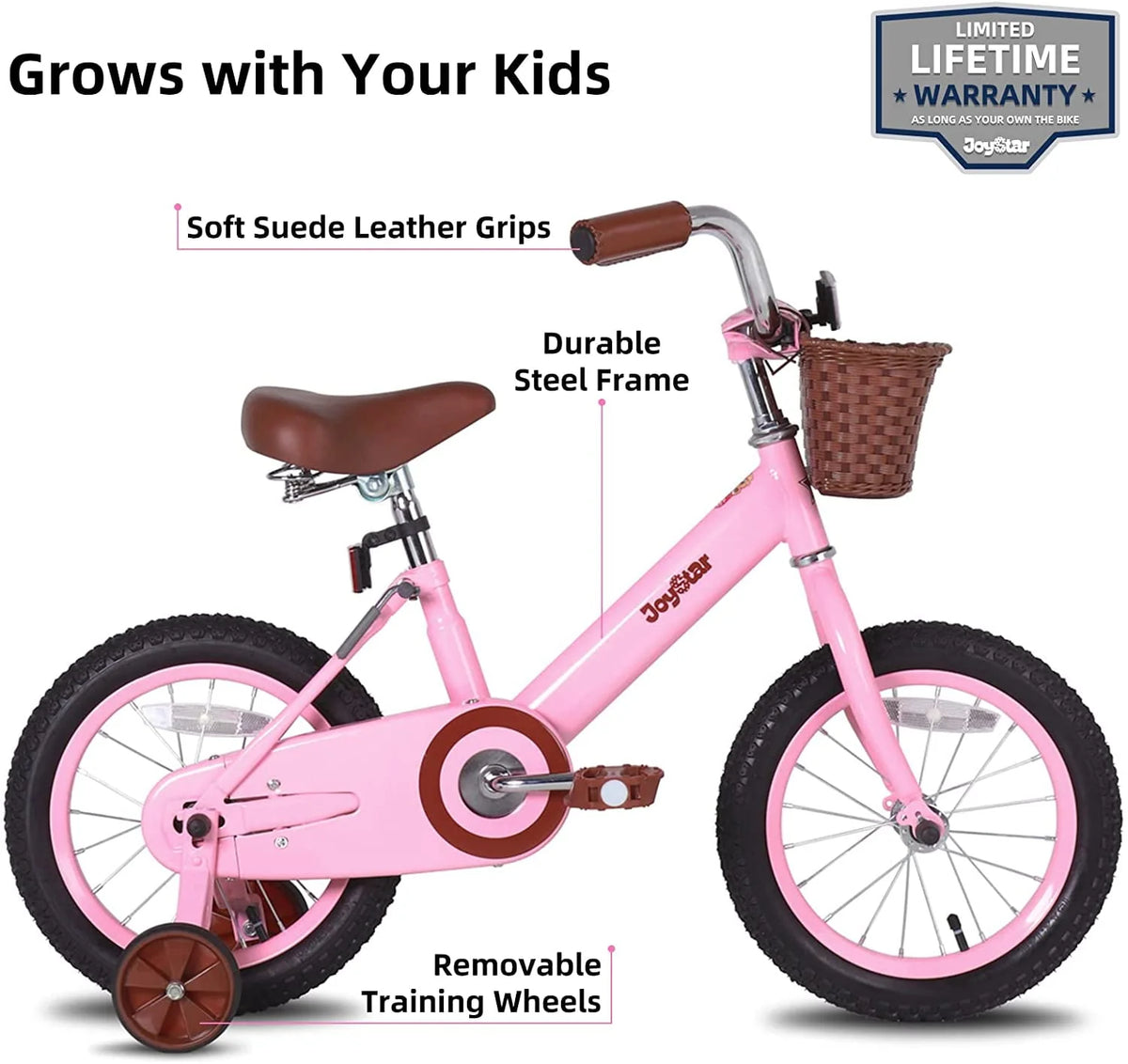 12 & 14 & 16 & 20 Inch Kids Bike with Basket & Training Wheels J139851