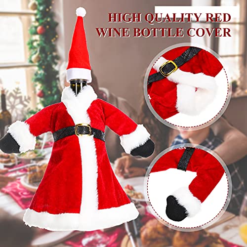 2 Sets Christmas Wine Bottle Covers and Mini Santa Hats M2727