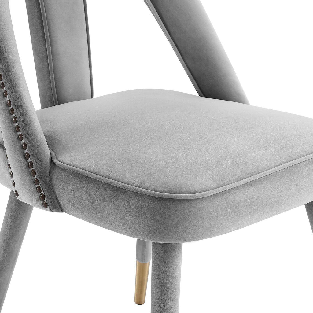 Light Grey Velvet Dining Chair with Gold Tipped Legs C208586