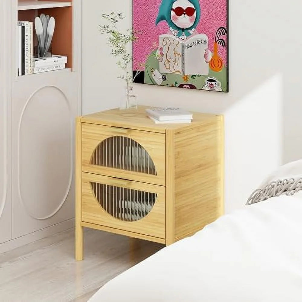 Black Brown Nightstand with Socket and 1 Door E3557