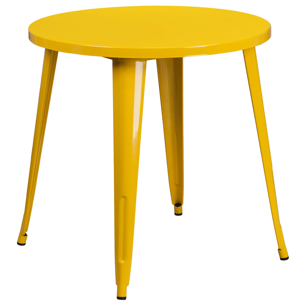 Commercial Grade 30" Round Yellow Metal Indoor-Outdoor Table V2331