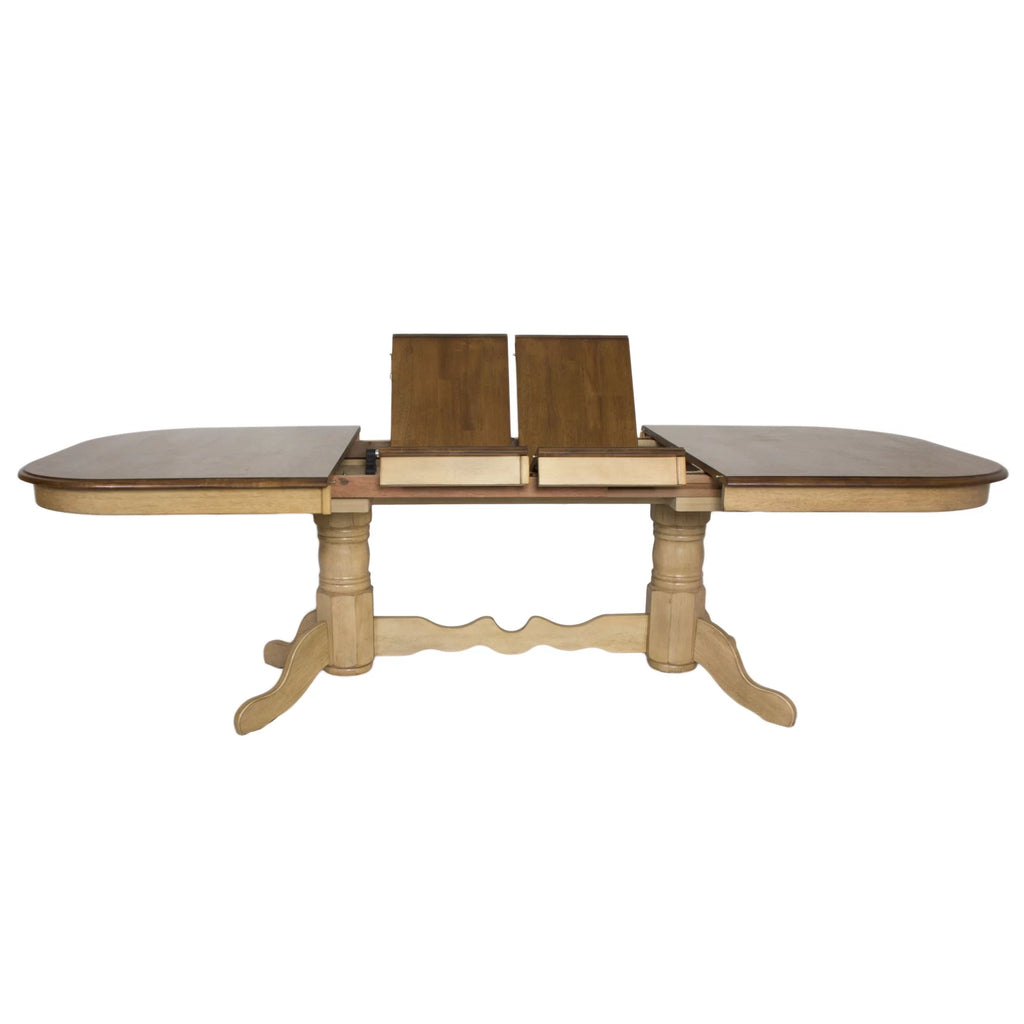 96" Double Pedestal Extendable Wood Dining Table Y643