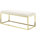 Gold Ivory Velvet Accent Chair Bench S270545
