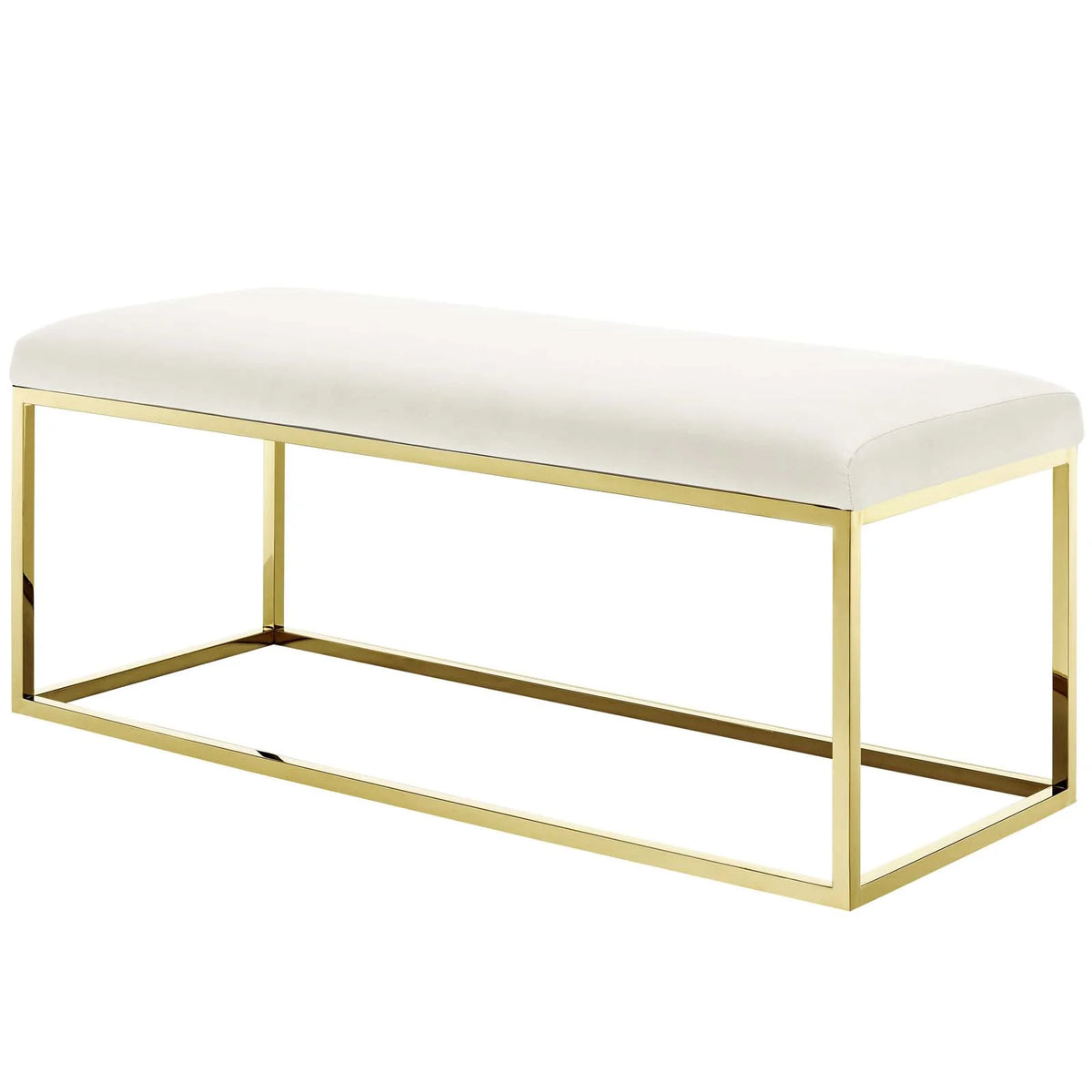Gold Ivory Velvet Accent Chair Bench S270545