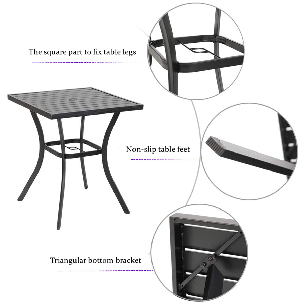 3 Pcs Patio Wicker Bistro Set Bar Table Stool H838425