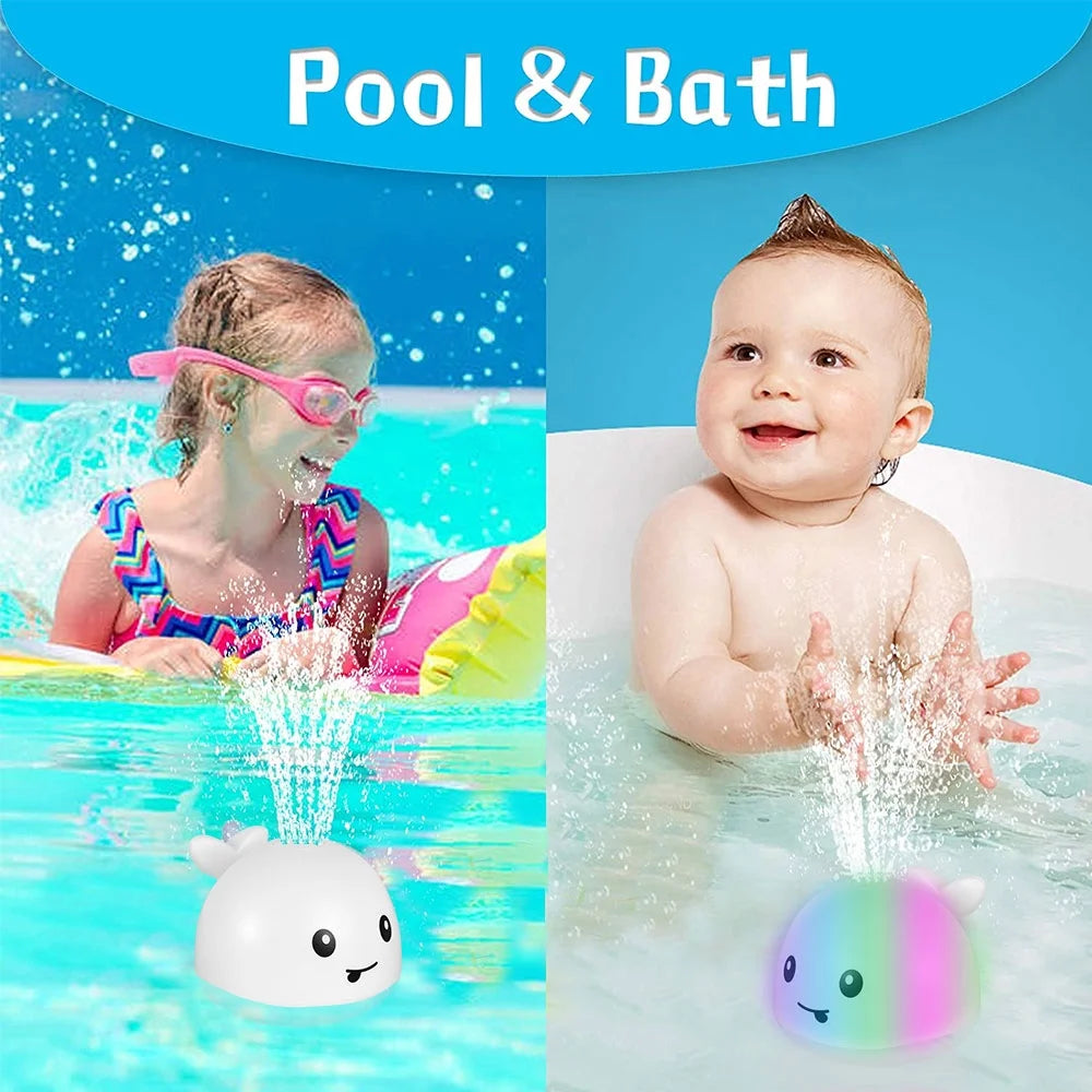 Baby Bath Toy Light up Whale Bath Toy 2 in 1 Induction Water Spray Toy Automatic Sprinkler Bathtub Toy with LED Light V6705