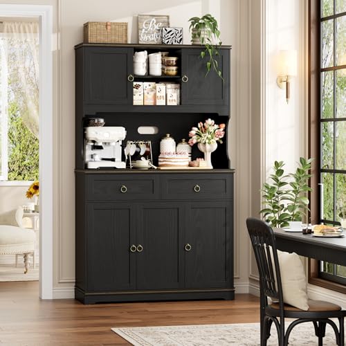 White Kitchen Pantry Cabinet with Charging Station J822208