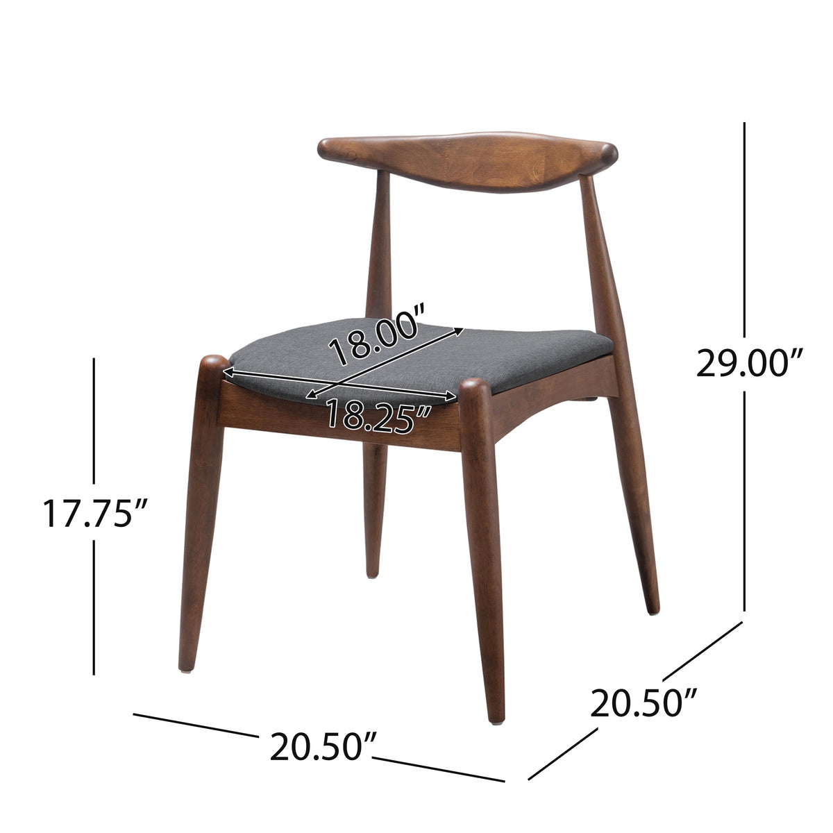 Charcoal Fabric Upholstered Dining Chairs, Set of 2 M5315