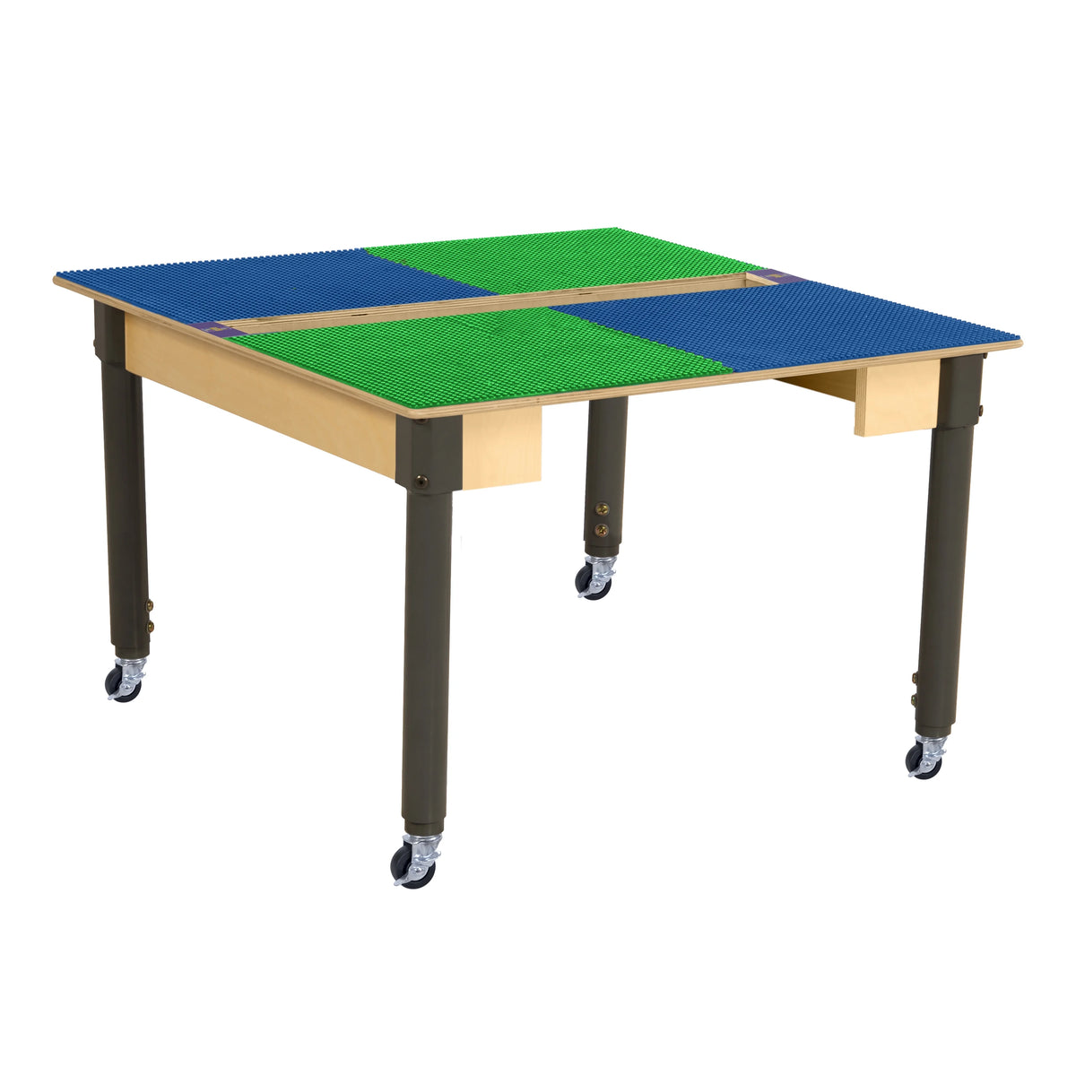 35" Square Birch Plywood Building Blocks Table with Wheels E15108