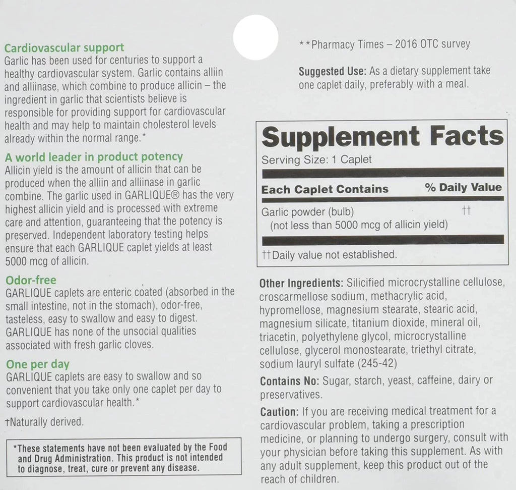 Dietary Supplement, 60 Caplets Z7431