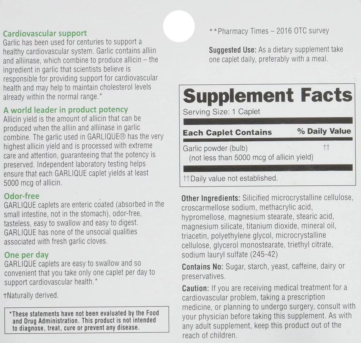 Dietary Supplement, 60 Caplets Z7431
