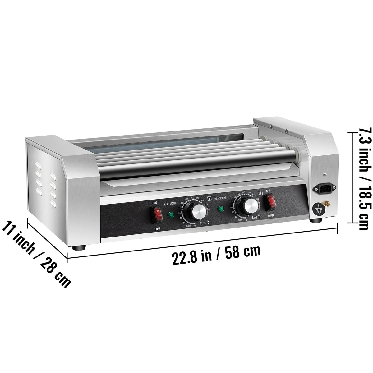 12 Hot Dog 5 Roller Grill Cooker Machine Stainless Steel 750W D4739