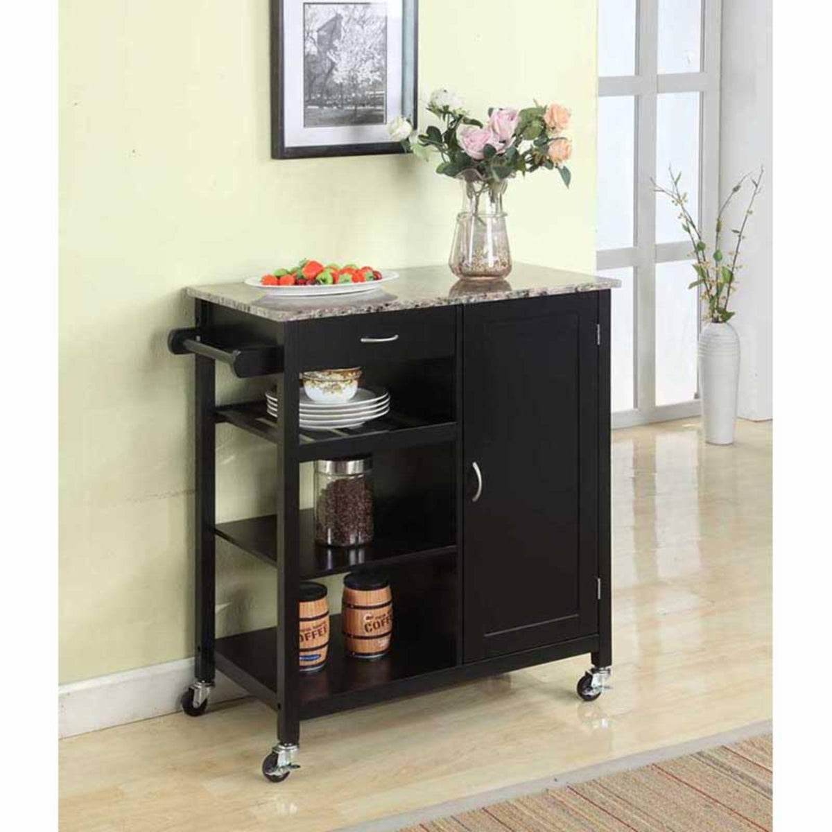 Black Kitchen Island Cart W703503