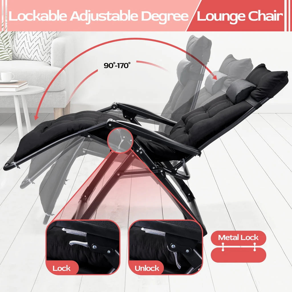 Oversized Gray Ergonomic Folding Recliner Chair V803
