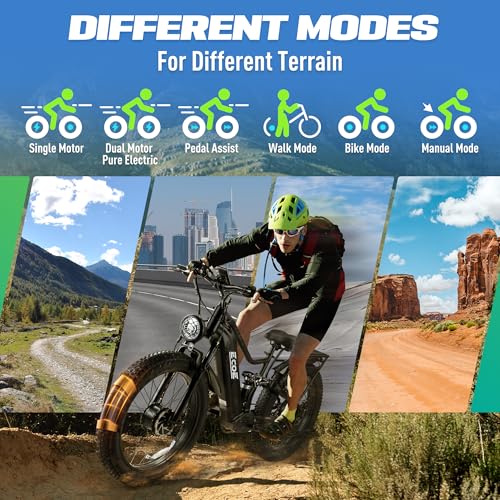5000W Dual Motor Electric Bike 60V 32AH Battery 26x4 Fat Tire Full Suspension K430719