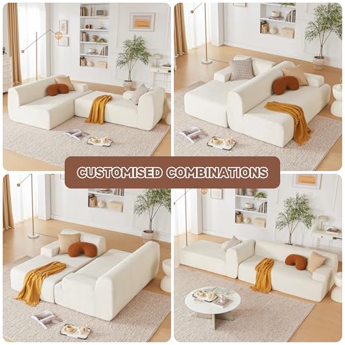 107" Modular Sectional Sofa with Chaise, Beige D63571
