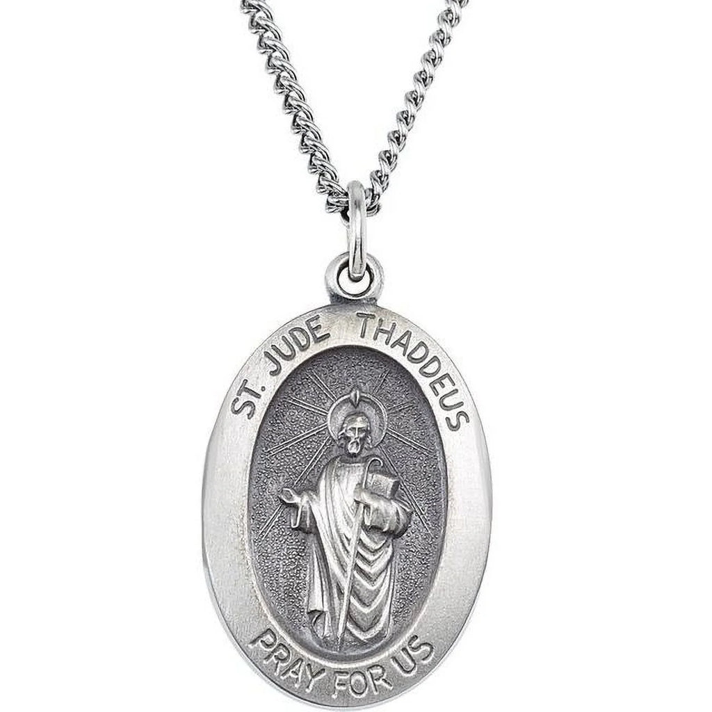 Sterling Silver Oval St. Jude Thaddeus 18" Necklace G88643