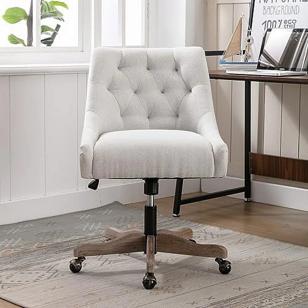 Brown Swivel Shell Chair with Wood Base and Wheels D7045