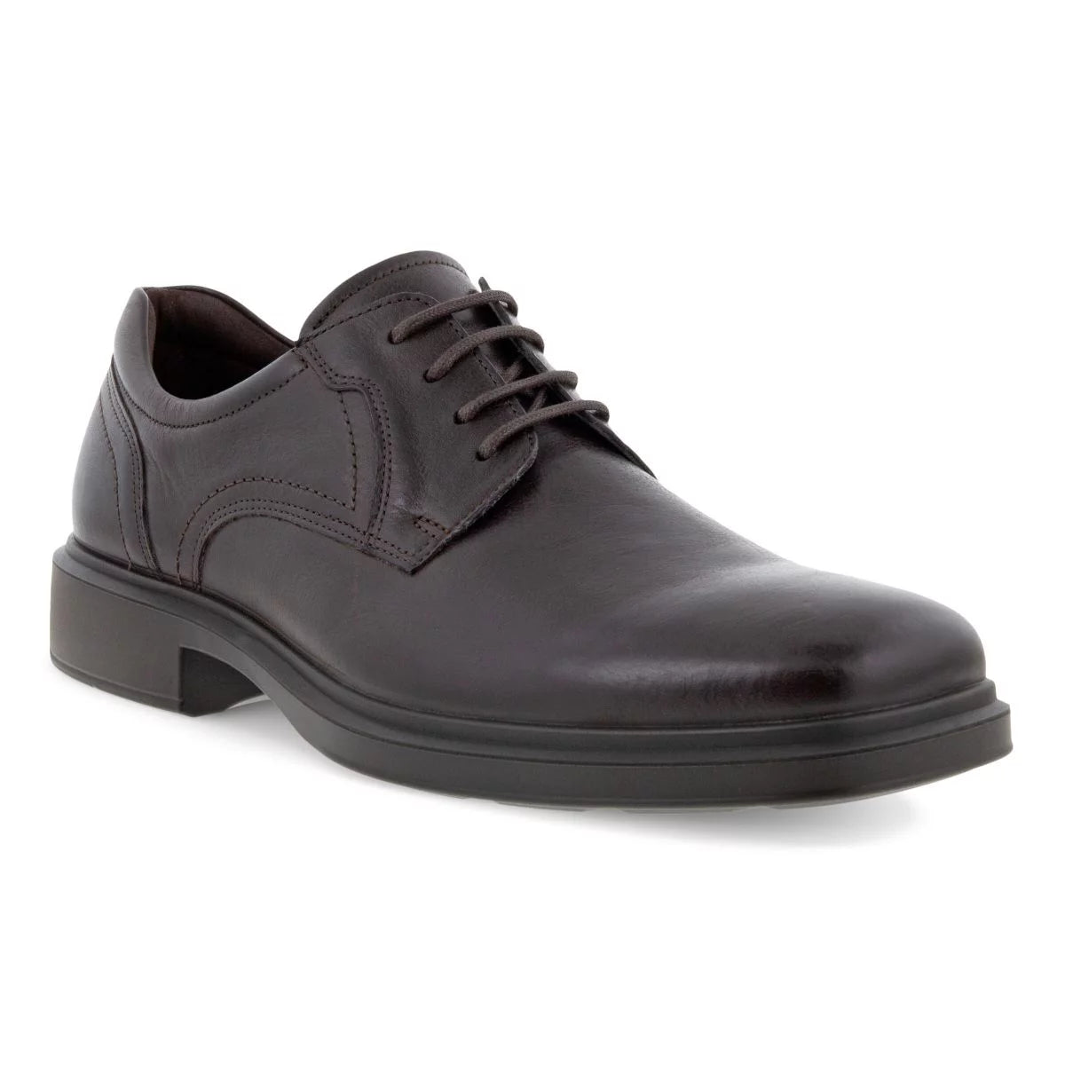 Mocha Leather Plain Toe Tie Shoes J2840