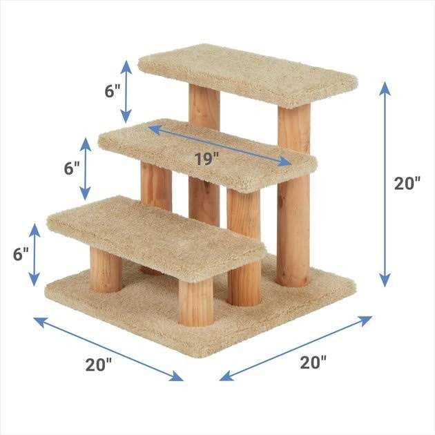 20-in 3-Step Carpet Wooden Cat Steps O87342
