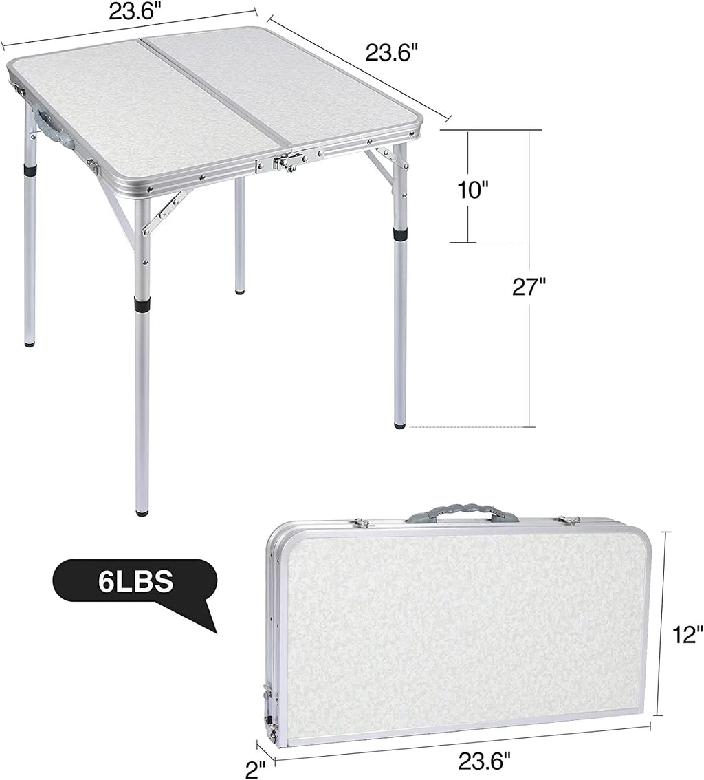 Small Square Folding Table 2 Foot Portable Aluminum Camping Table V9628