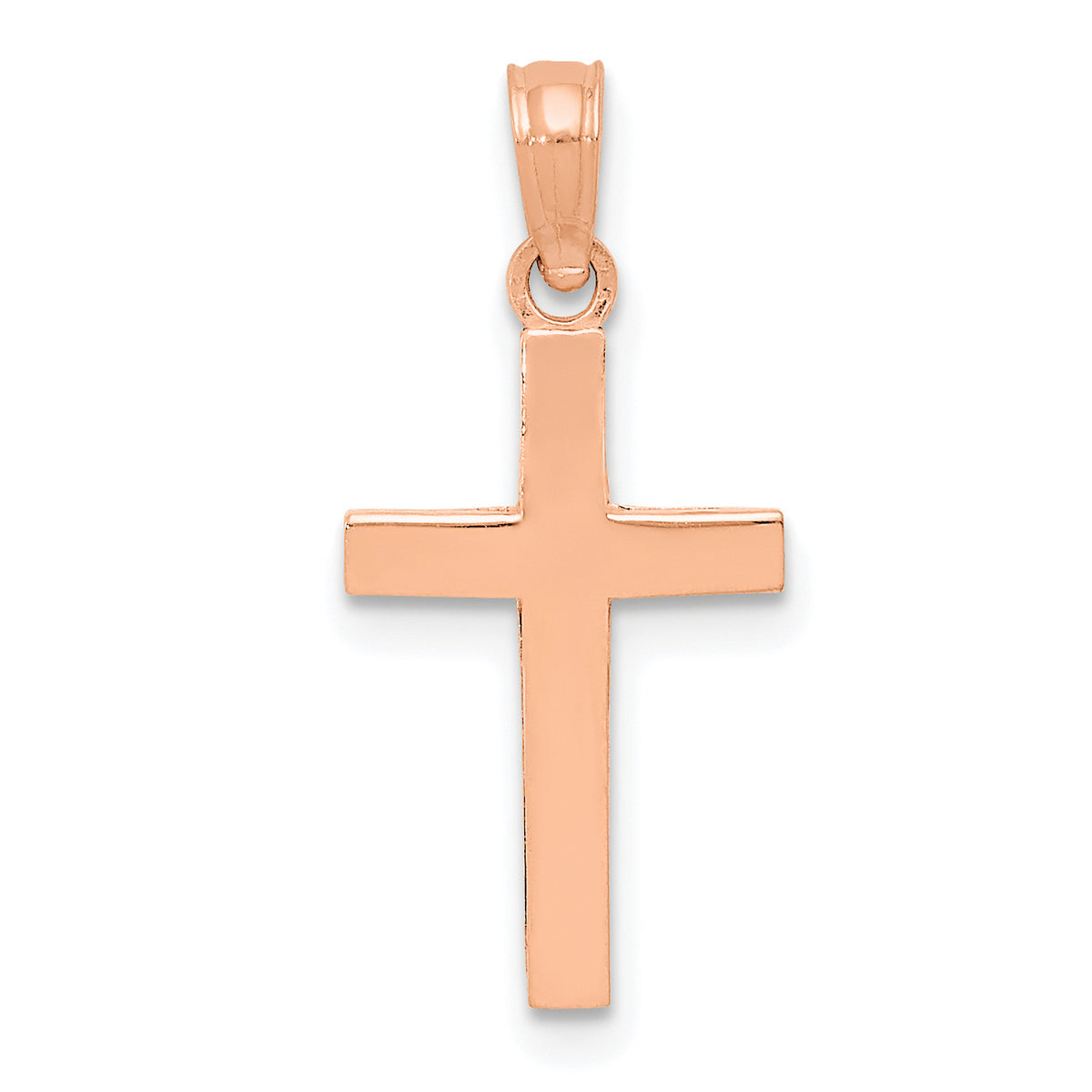 10K Rose Gold Polished Cross Pendant with 14K Yellow Gold Rope Chain 18" O360926