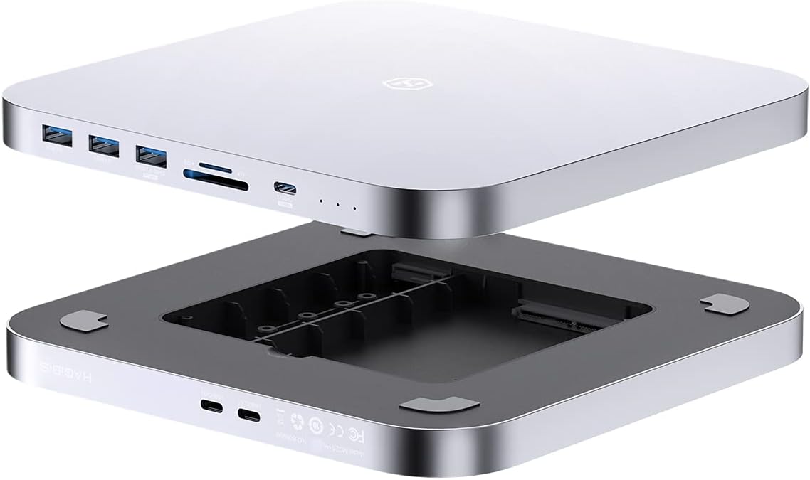 USB-C Hub with Hard Drive Enclosure, SATA, USB 3.0, SD/TF Card Reader, USB 2.0 Ports for Mac Mini Y548