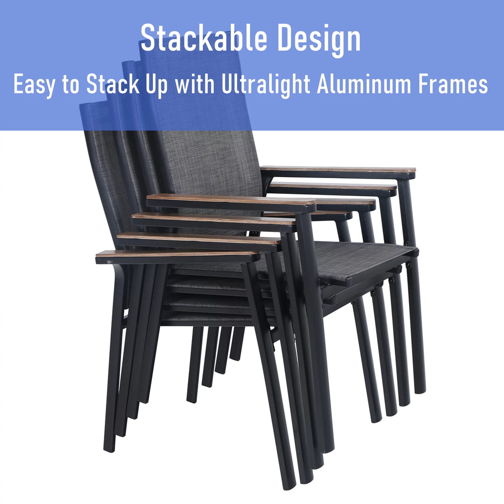7-Piece Aluminum Outdoor Dining Set with Stackable Chairs Q12599