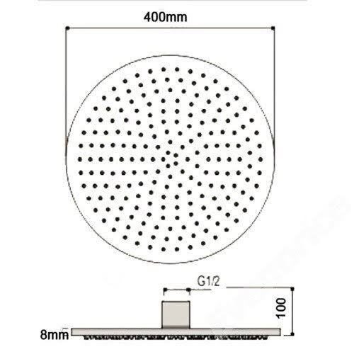 16 inch Ceiling Mount Rainfall LED Shower Head Stainless Steel V8673