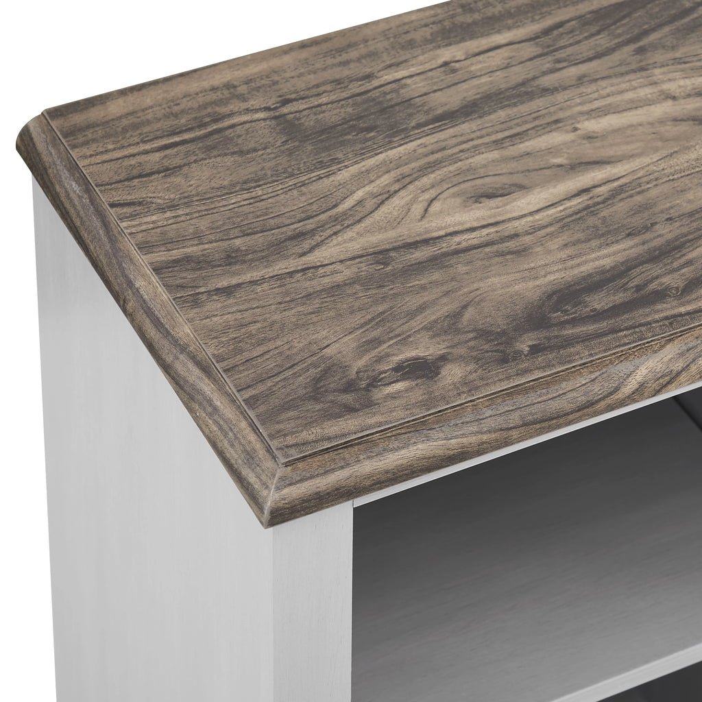 70 in. Farmhouse TV Stand Entertainment Center Gray with Walnut Color Desktop M711905