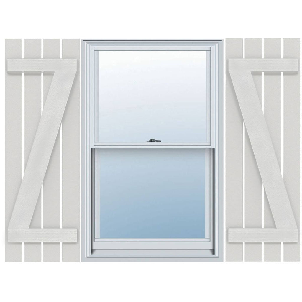 Rustic Four Board Spaced Board-n-Batten Faux Wood Shutters (Per Pair) K308645