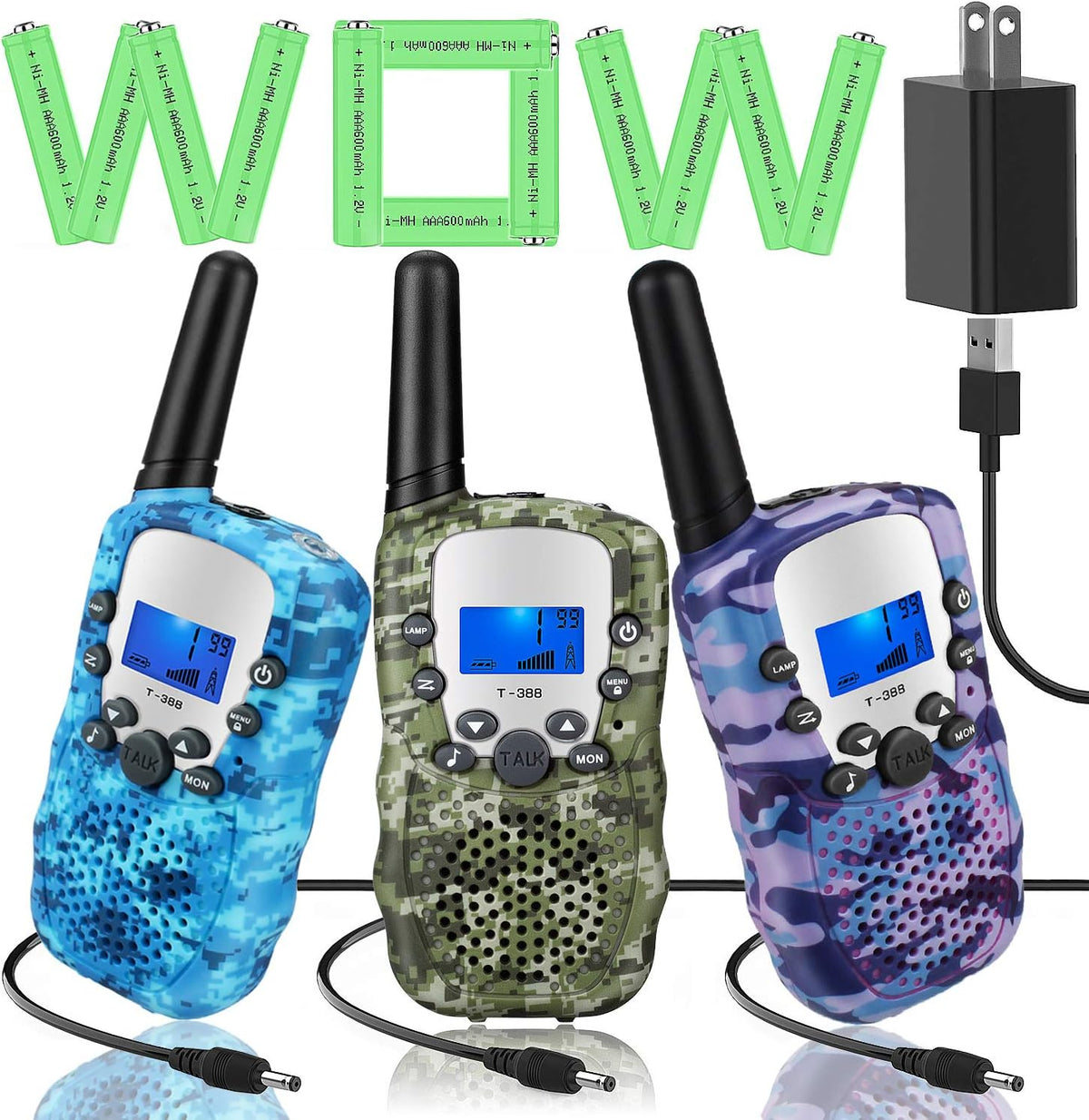 3 Pack Rechargeable Walkie Talkies E2238