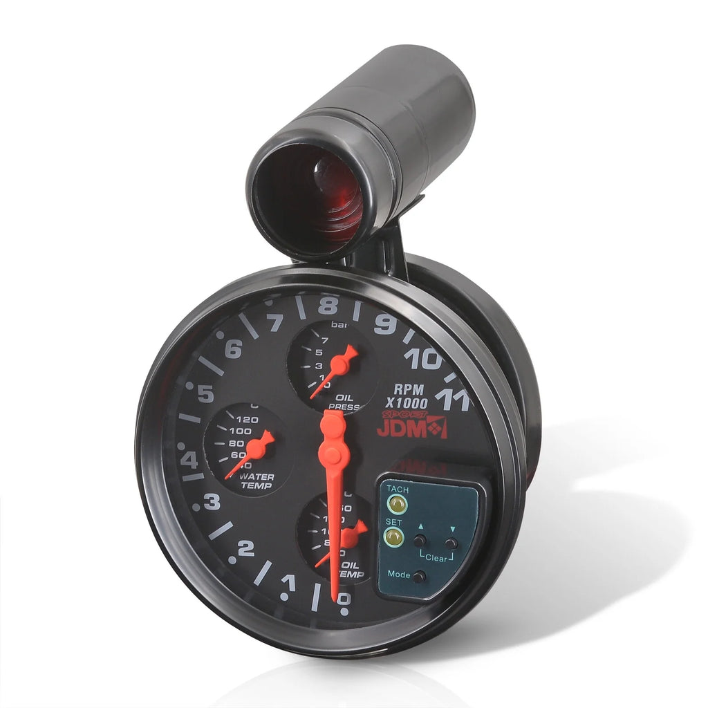 5" Black Face 4-in-1 Tachometer Gauge with Oil Water Temperature Pressure T46682