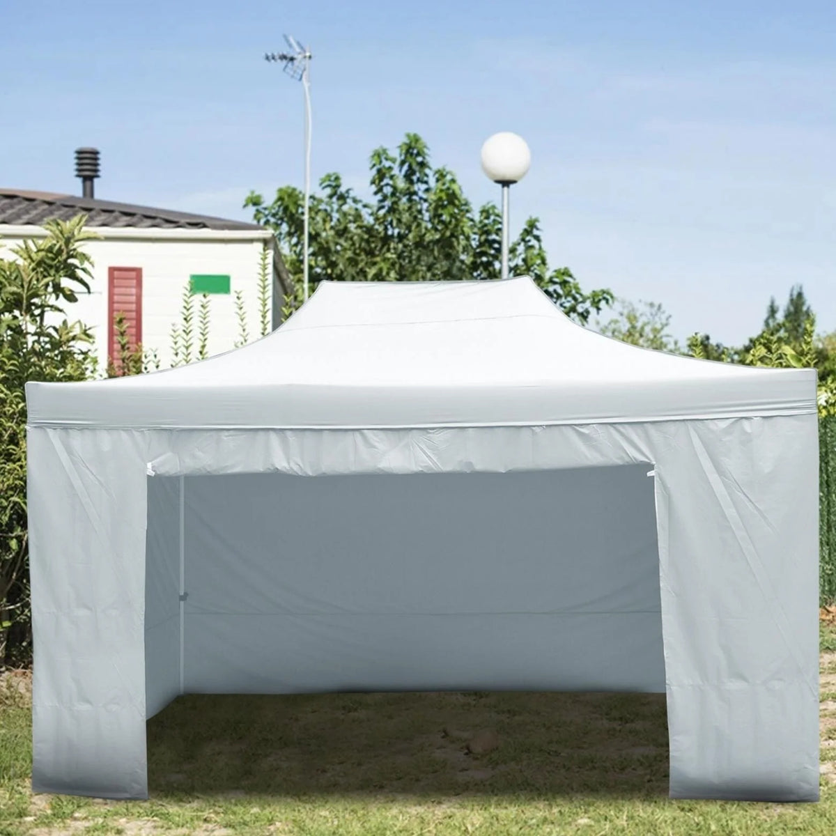 Silver Commercial Tent with 6 Removable Sidewall Q587901