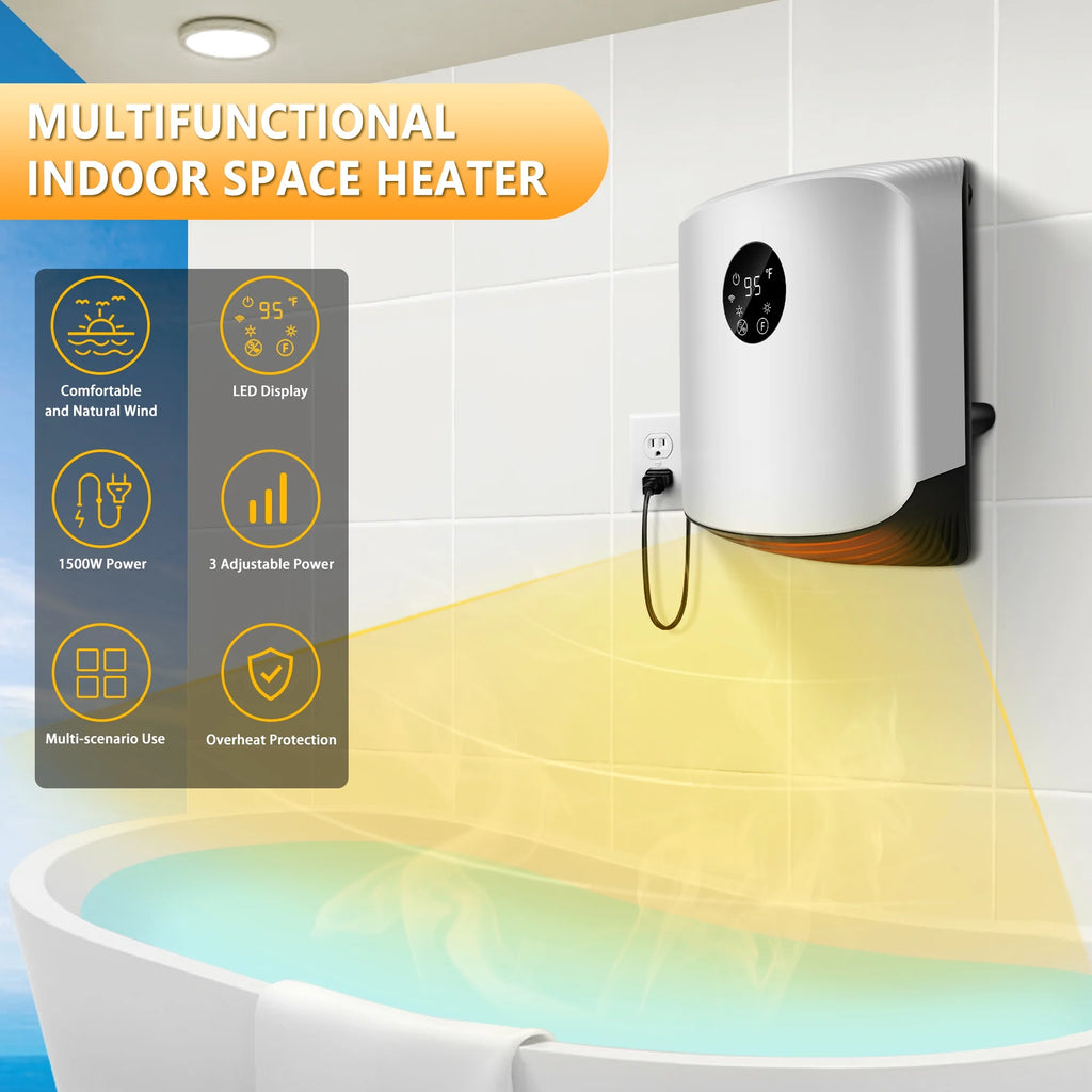 1500W Portable Wall Mounted Space Heater with Adjustable Thermostat G850