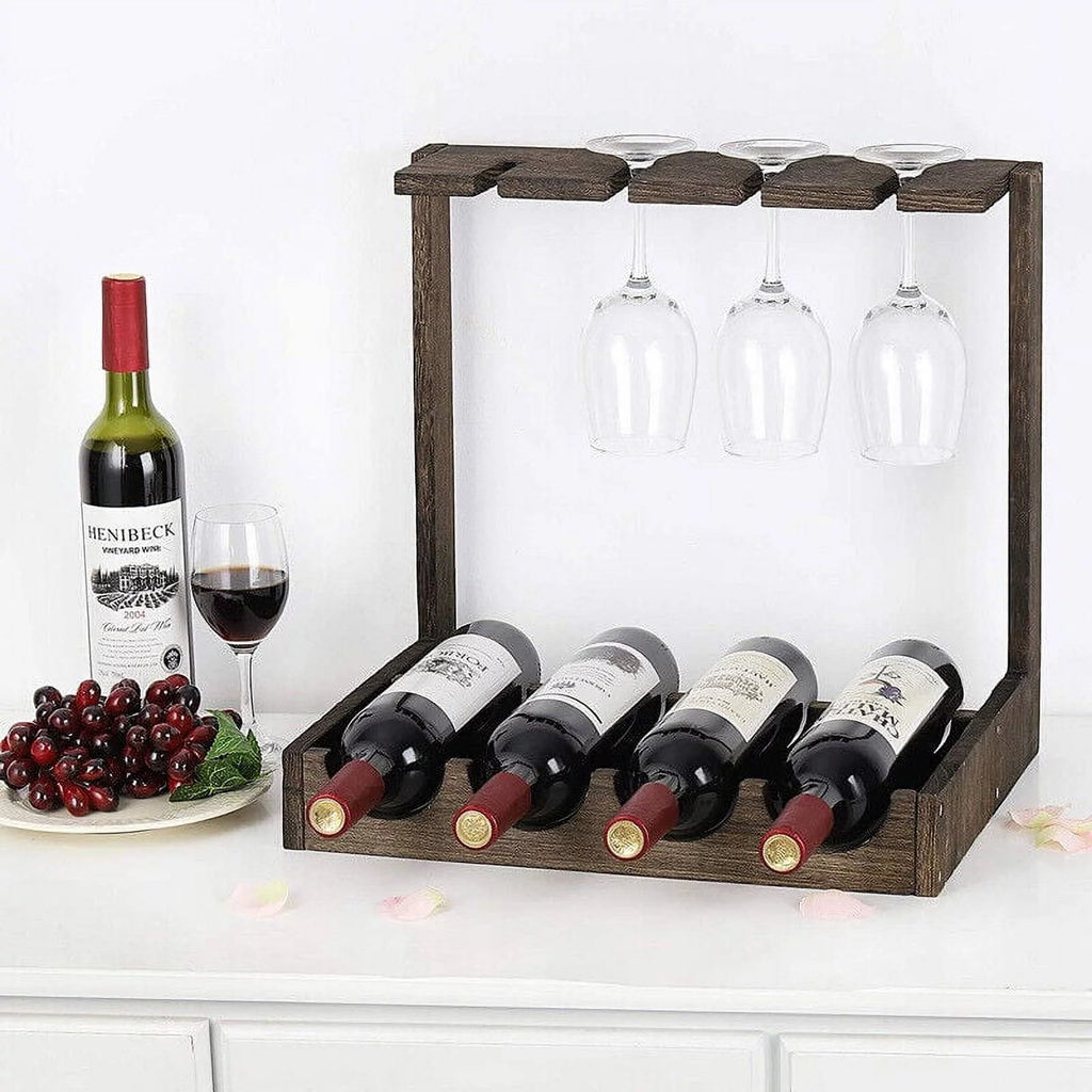 Countertop Wine Rack with 4 Glass Holder T170739