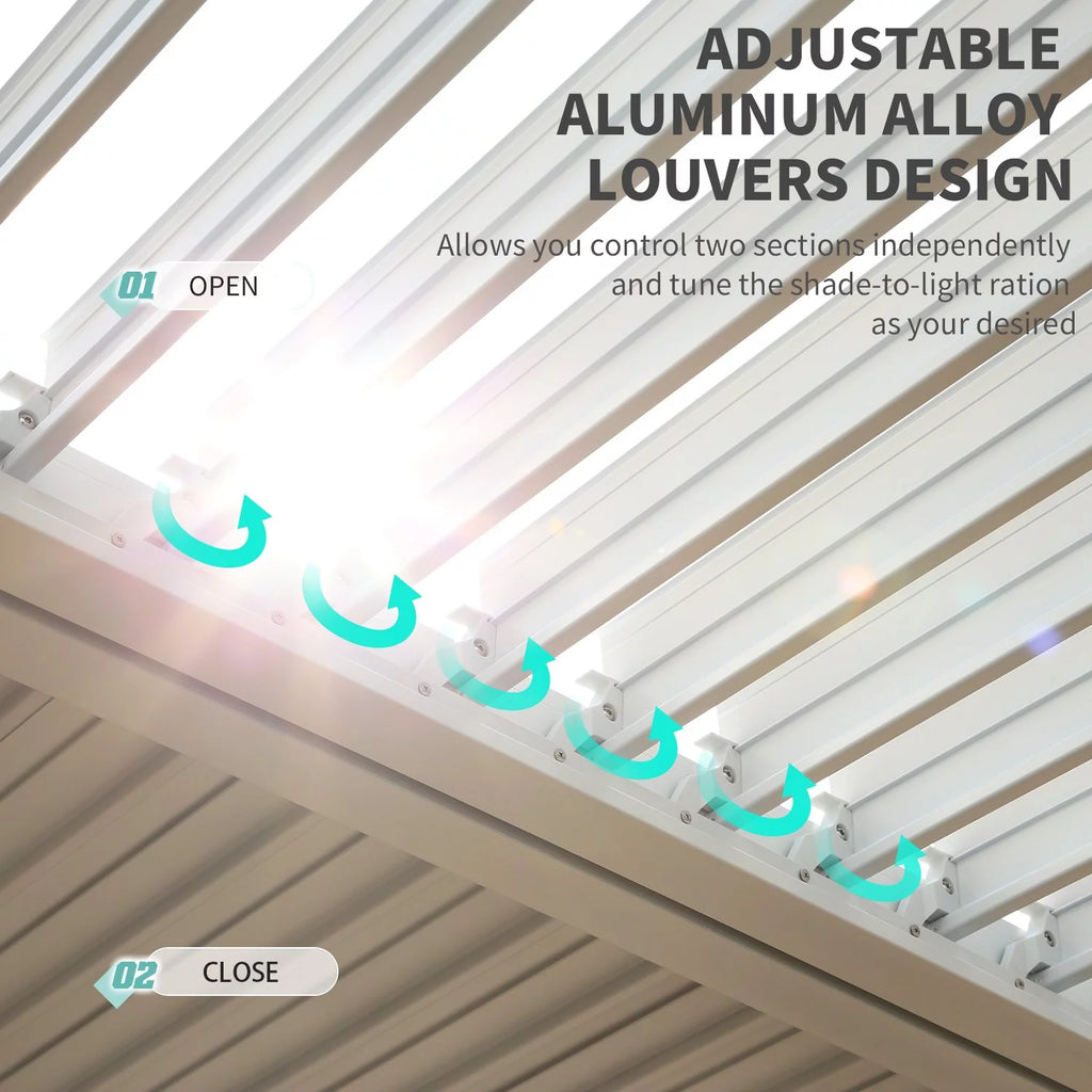 10'10' Outdoor Louvered Pergola with Adjustable Aluminum Roof I3998