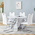 White 5 Piece Round Dining Table Set L5076