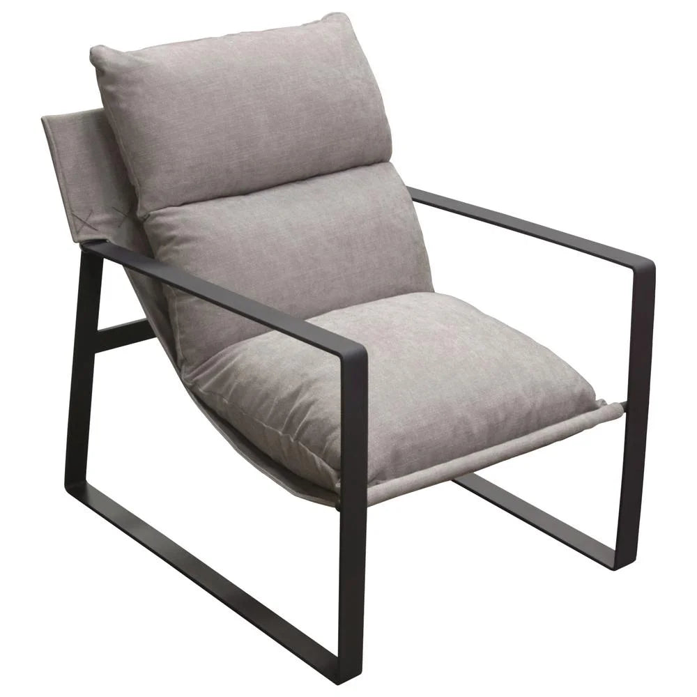 Grey Fabric Accent Chair with Black Metal Frame N211446
