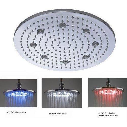 16 inch Ceiling Mount Rainfall LED Shower Head Stainless Steel V8673