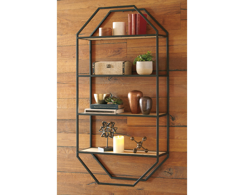 Black/Natural Wall Shelf Q342