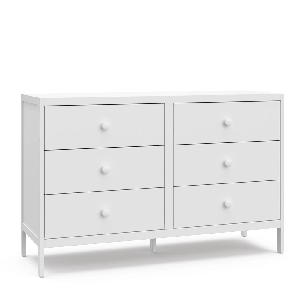 White 6 Drawer Double Dresser J664