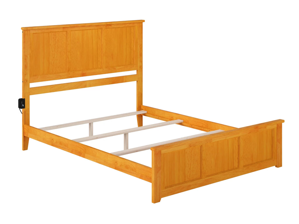 Caramel Solid Wood Foundation Bed with Footboard Twin U690