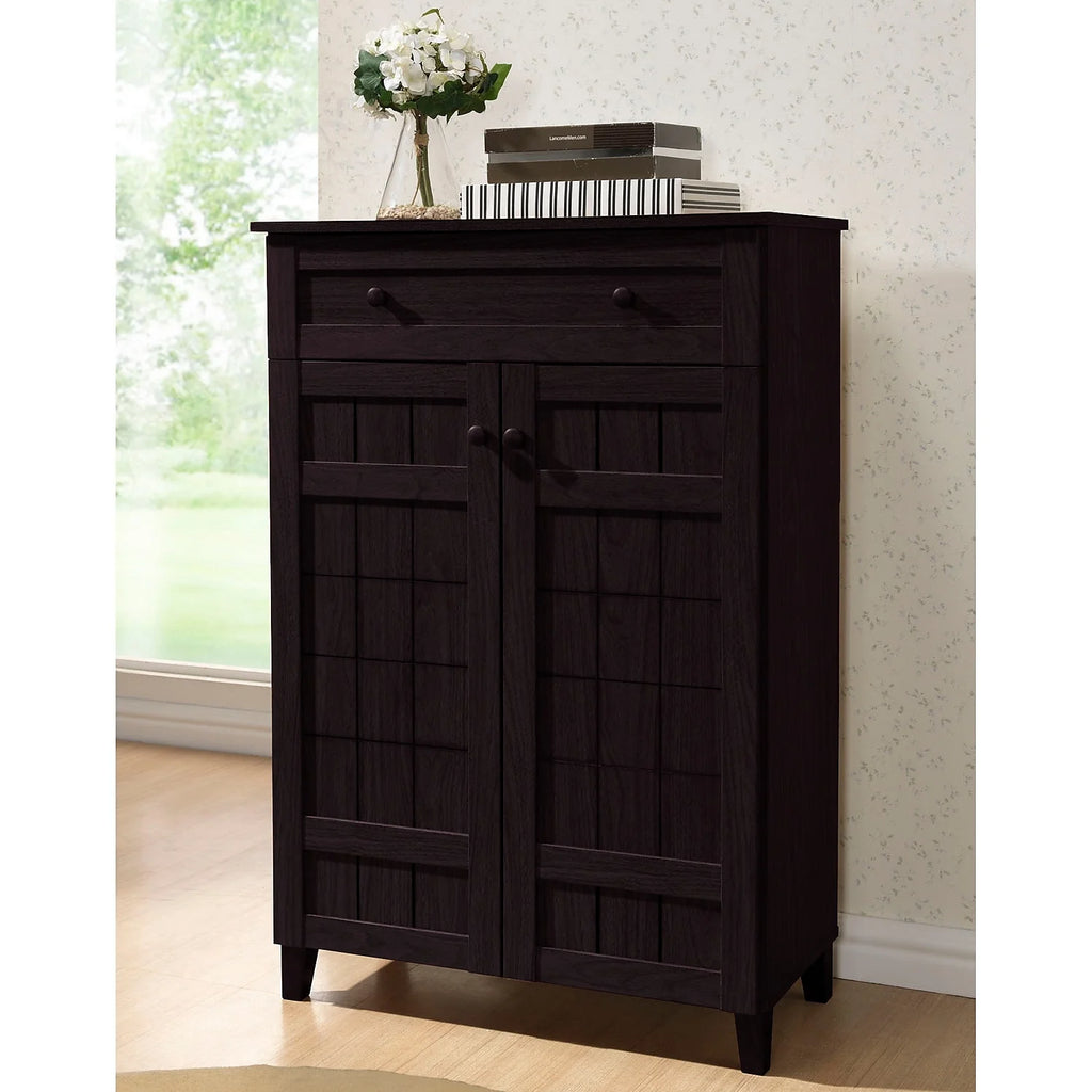 Dark Brown Wood Shoe Cabinet L863557