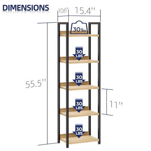 5 Tier Black Bookshelf I82173