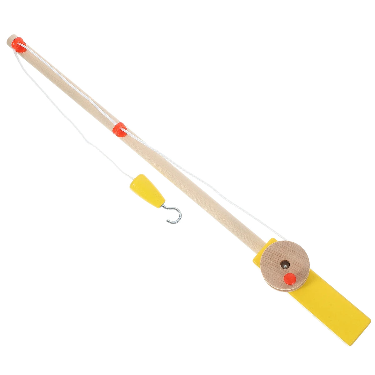 Set of 2 Fishing Rod Magnetic Hook Pole Kids Wooden Toddler Child O13071