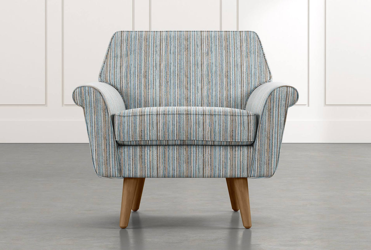 Light Blue Striped Fabric Accent Chair V35342