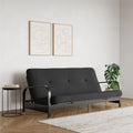 6-Inch Futon Mattress with Tufted Cover, Full, Black Linen V144123